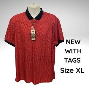 Bohio Men’s Polo Shirt – Red w/ Black Trim – Size XL